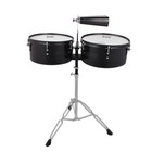 Percussion 13    14  Timbales Drum Set With Stand And Cowbell Black ---