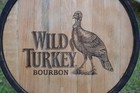 Wild Turkey Bourbon Whiskey Barrel Lid head With Outside Metal Ring And Staves