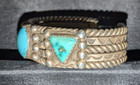 84 Gram Antique Navajo Coin Silver And Turquoise Bracelet