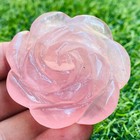 2  Natural Pink Rose Quartz Hand Carved Crystal Rose Flower Reiki Healing 1pc