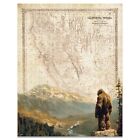 Sasquatch Bigfoot Art Print Vintage California Nevada State Map Wall Decor Gift