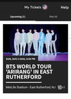 Bts World Tour Arirang  1 Ticket East Rutherford Nj 8 2 Sec 301