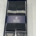 Brooks Brothers Factory New Black Nylon   Leather Suspenders Braces Silver Tone