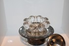 Vintage Jewish Honey Pot Judaica Israel Hebrew Rosh Hashanah Glass Silver Plated