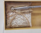 Pen   Stand Set Wedding Guestbook Burlap White Lace Rustic Farmhouse Country