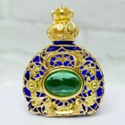 Bottle For Perfume With Uranium Glass Cabochon Art Deco Blue Cobalt Czech Glass