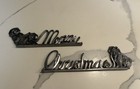 2-piece Metzke Pewter Merry Christmas Mantel Sign Cavalier King Charles Dog 1993