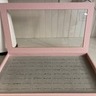 Pink Hinged Glass-top Ring Display Case With Gray Insert Tray