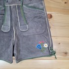 Vtg Lederhosen Unisex Shorts 30x16 Gray Flowers Genuine Leather Oktoberfest