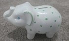 Tiffany   Co  Elephant W green Dots Ceramic  Bank  9  Length