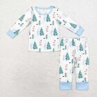 Toddler Baby Sibling Christmas Tree Boys Pajama Set And Girls Long Sleeve Dress
