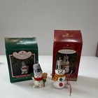 Hallmark Keepsake Snowman Thimble Ornament Set Of 2 Handcrafted Dated 1988 1999