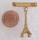 Vintage Paris  France - Eiffel Tower Tourist Travel Souvenir Pin - Gold Tone
