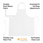 34  X 36  White Bib Apron Without Pockets  Duck Weave Cotton-poly Blend Long Tie