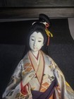 Japanese Geisha Kimono Doll Figure Purple Floral Kimono Orange Obi Black Base