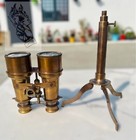 Nautical Vintage Antique Brass Binocular Telescope With Tripod Stand Home Decor