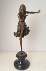 Bronze Woman Statue Female Dancer Marble Lady Chiparus Art Sculpture Decor Big