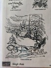 Unused Stampin Up  Sleigh Ride New Set 6 Wood Rubber Stamps Christmas Holiday 03