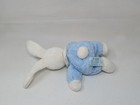 Russ Baby Nappy White Blue Bunny Rabbit Plush Rattle Lovey Stuffed Hugs Vintage