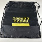 Waffle House Drawstring Blackpack Black Yellow Lettering Front Pocket 17 x13 5 