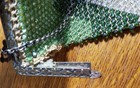 Antique Deco Green Glass Beaded Purse With Ornate Metal Frame Chain Handle Read