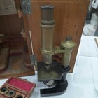 Antique Rare German Microscope E leitz Wetzlar1 Brass With Wooden Box 1900s
