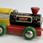 Vtg Brio Wooden Train Set Lot Of 3 Train Cars Engine Red Yellow Black Vintage