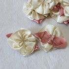 Vintage Rosette Ribbon Bow Appliques Off White W mauve Crafts Weddings Lot Of 72