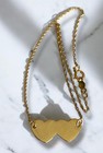Vintage 1980   s 14k Yellow Gold Engravable Double Hearts Anklet Bracelet Anklet