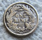 1876-cc  Seated Liberty Dime Rare Key Date Carson City Cc Mint Xf Cleaned Grainy