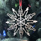 Funny Penis Snowflake Burnt Wood Look Christmas Ornament     Naughty Adult Gag