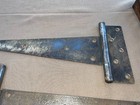 Pair Large Antique Barn Door Or Gate Hinges Wrought Iron Solid Working 17  X 8 