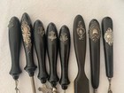 9 Antique Ebony   Sterling Silver Emblem Items Brush Wax Seal Stamp   More