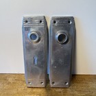 Pair Vintage Cast Aluminum Art Deco Doorknob Escutcheon Plates Russwin Pyramid