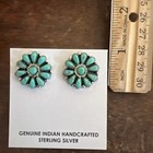 Native American Navajo Indian Cluster Post Green Turquoise Earrings Zuni  d