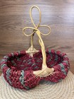 Vintage Buttocks Egg Gathering Basket Looped Handle 12    Red And Teal Farmhouse