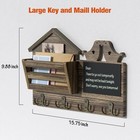 Wall Mount Key Holder With Mail Organizer Shelf Rustic Home Decor For Entryway