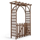7ft Wooden Garden Arbor Arch With Gate For Outdoor Climbing Plant Wedding Party