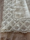 Wedding Handkerchief Ivory  Embroidery   Drawn Worked Vintage 10 5   