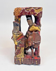 Antique Asian Carved Wood Figure Chinese Figures Horse Cinnabar Red Gilt Paint