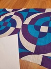 Awesome Rare Vintage Mid Century Retro 70s Blu Purple Op Art Circles Sml Fabric 