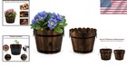 Rustic Cedar Barrel Planters Set - Outdoor Indoor Decor