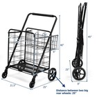 Heavy Duty Folding Shopping Cart Utility Jumbo Double Basket 330lbs Black