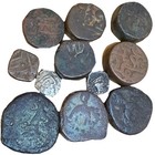India Lot Of 11 Copper And Silver Ancient And Medieval Coins Mughal Kushan Ps Ws
