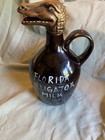 Vtg 50 s Florida Kitsch Souvenir Moonshine    alligator Milk   Jug W head Stopper