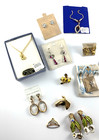 Jewelry Costume Lot Of 18   Vintage   Pins  Earrings Necklaces Charm   Nos