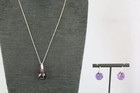 Lovely Sterling Silver 925 Faceted Amethyst Drop Necklace   Earrings Set