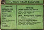 1974 Topps Jack Mckeon Auto Card  166 Royals Manager Vintage Baseball Signed Mlb