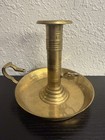 Antique Brass Chamberstick Push Up Candle Holder Finger Loop 5 5    Tall