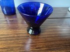 Vintage Cobalt Blue Glass Decorative Lot Of 3 Wine Bottle Small Glass Small Bowl